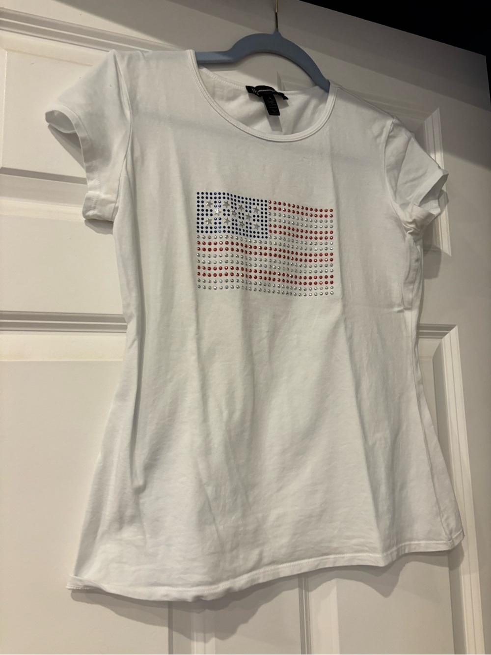 INC. White Short-Sleeve Tee with Rhinestone Flag